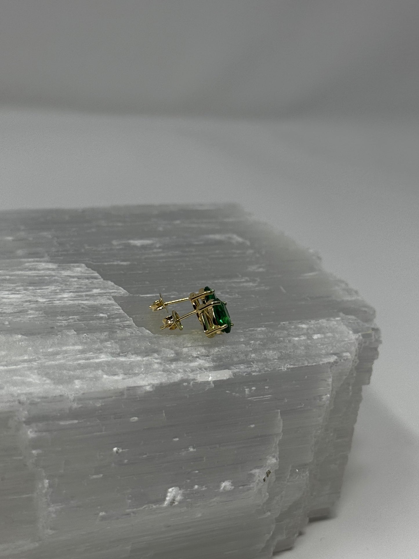 Emerald diamond studs