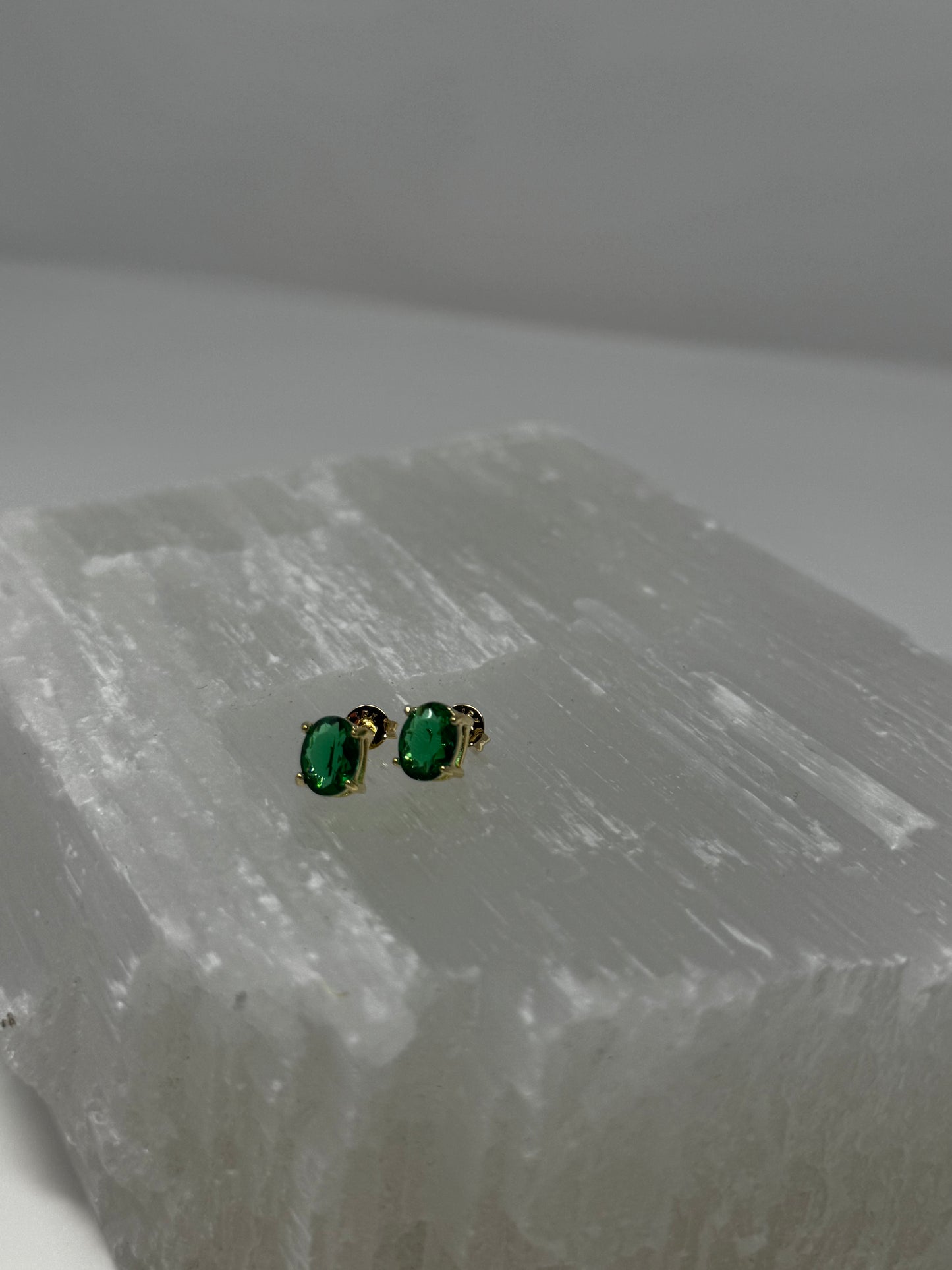 Emerald diamond studs