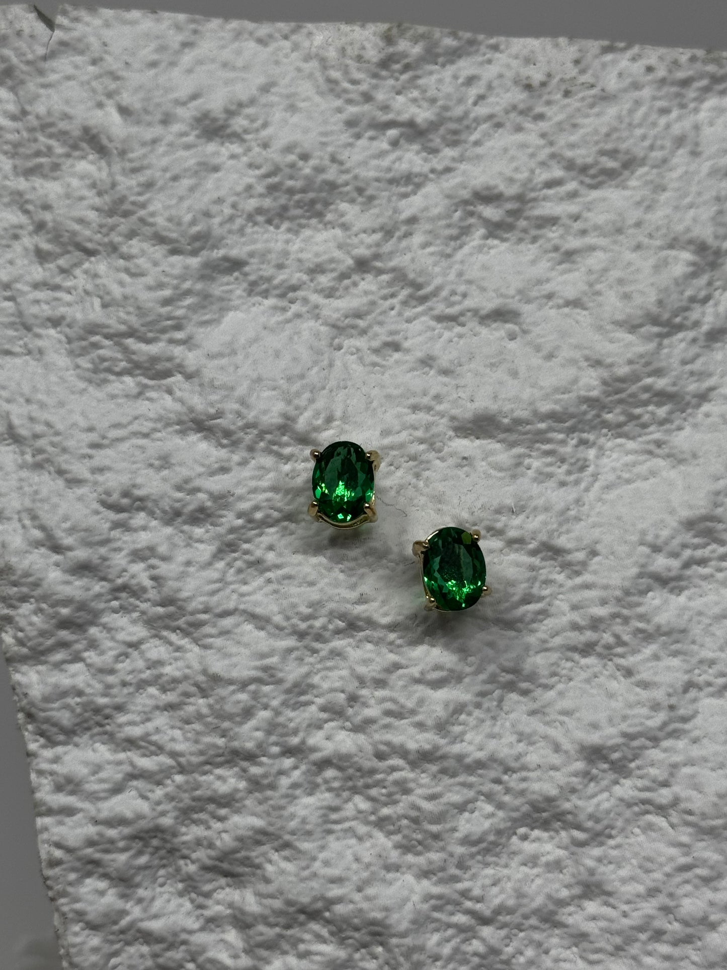 Emerald diamond studs